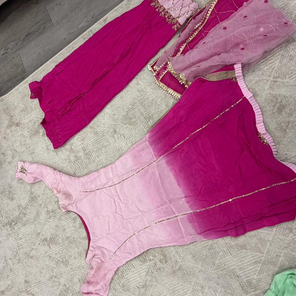Pink and Magenta pallazo suit with dupatta